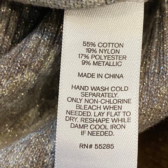 FLAWLESS Express S Silver Sparkle Animal Print Low V Knit Sweater Top - Picture 5 of 5